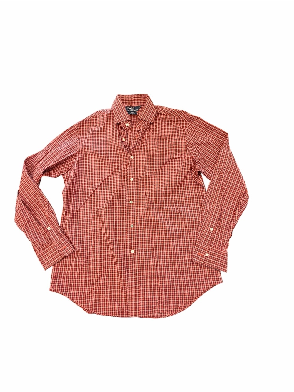 Polo Ralph Lauren REGENT Custom Fit Men's L/S Dress Shirt Size Large Red Check